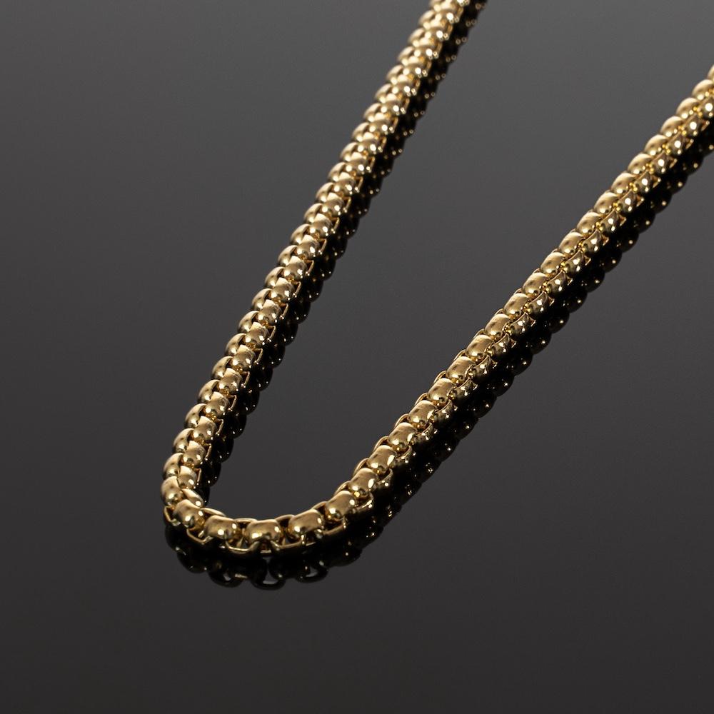 Gold Box Chain - Our 24KT Gold Plated Box Chain Features our Signature Box Chain and RG&B Logo. The Perfect Gold Piece for any wardrobe.